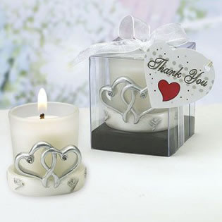 Double Heart Candle Holder Wedding Favors
