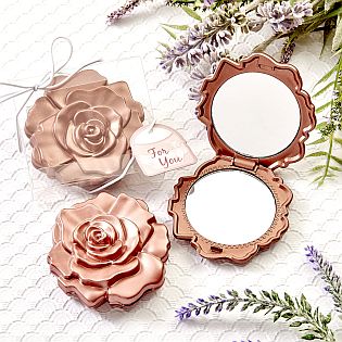 Dusty Rose Realistic Rose Design Mirror Compacts Out Of Stock Available 315