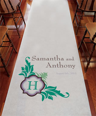 Lavish Monogram Personalized Aisle Runner Custom Party Decorations