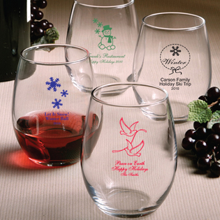 Personalized Birthday Stemless Wine Glass, Design: BDAY5 - Everything Etched